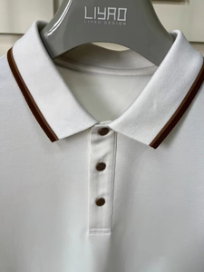 เสื้อโปโลกอล์ฟสีขาวสำหรับผู้ชาย ทรงเข้ารูป ระบายอากาศได้ดี ยืดหยุ่น เสื้อยืดกีฬา - Product Image 4