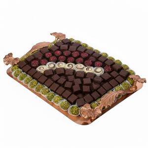 Plateau à chocolats en métal artisanal, plateau de présentation élégant pour desserts et bonbons, idéal pour les mariages et fiançailles, plateau cadeau pour chocolats en promotion - Product Image 5