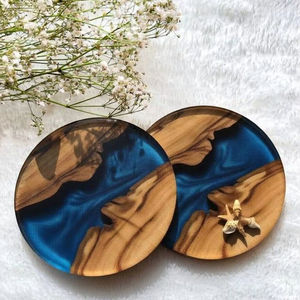 Handmade Luxury Square Blue Resin Eco-Friendly <b>Drink</b> <b>Coaster</b> - Product Image 1