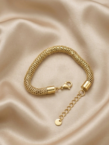 Bracelet en chaîne maillée plaqué or pour femme, style classique, bijoux en alliage, cadeau - Product Image 5