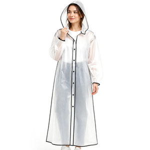 Manteau de pluie imperméable pour femmes, veste de pluie longue légère à capuche, manteau d'extérieur coupe-vent pour dames, vêtements de pluie réutilisables à la mode - Product Image 1