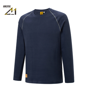 Durable Windproof Solid Knitted Sporty Blank Men's Spandex Polyester Neck <b>Long</b> Sleeve T-Shirt Anti-Abrasion Anti-UV Breathable - Product Image 3