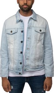 <b>Men's</b> Light Blue Washed Denim <b>Jacket</b> Casual Turn-down Collar Regular Sleeve Solid Color Autumn Style Slim Fit - Product Image 4