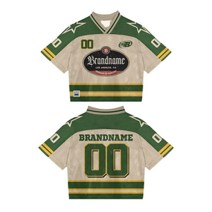 เสื้อฟุตบอลสไตล์เรโทรขายส่ง เสื้อยืดตาข่ายแบบซับลิเมชั่นสั่งทำได้ เสื้อครอปทรงสปอร์ต เสื้อฟุตบอลสตรีทแวร์แบบแห้งเร็ว - Product Image 1