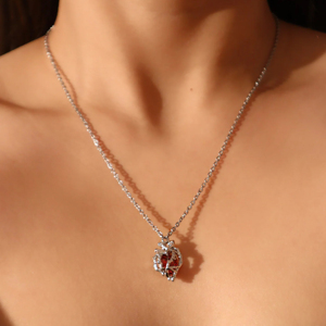 Collar con Colgante de Corazón Romántico con Piedra Granate, Plata 925 con Baño de Rodio, Cadena de Serpiente, Joyería para Uso Diario de Mujer - Product Image 3