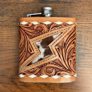 Exclusive Customized Hand <b>Tooled</b> <b>Leather</b> Premium Heavy Duty Hip Flask Holder Case Personalized Genuine Cowhide <b>Leather</b> Flask - Product Image 4