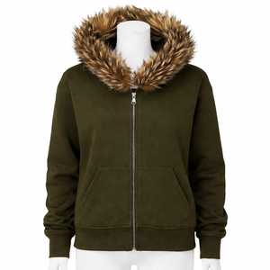 Wholesale High Quality Customized Leopard Print Logo Zipper up Design Hoodies Men Custom <b>Fur</b> Hood Hoodie - Product Image 5