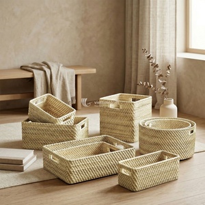 Cesta de Almacenamiento Tejida de Mimbre Natural, Cestas Decorativas de Mimbre Personalizadas, Organizadores para Estantes y Decoración del Hogar, Vietnam - Product Image 4