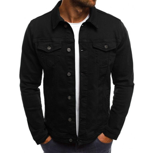 Chaqueta de Mezclilla Blanca para Hombre, Corte Ajustado, Casual, 100% Algodón, Cuello Camisero, Cierre de Cremallera, 220g, Ropa de Abrigo para Primavera - Product Image 2