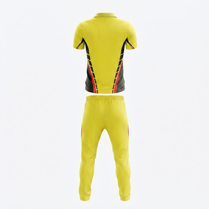 Ensemble uniforme de cricket personnalisé avec nom de marque, 100 % polyester et coton respirant, polo à manches courtes et pantalon de jogging, écologique - Product Image 4
