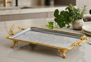 Hot Sale Aluminum Metal Serving Tray-Handmade Eco-Friendly for Wedding & Diwali Gift Factory Wholesale High Quality Metal Tray - Product Image 5