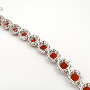 925 Sterling Silver Natural <b>Red</b> Onyx <b>Bracelet</b> Rhodium Plated OEM ODM Fine Jewelry - Product Image 3