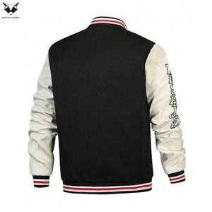 Men Letter Embroidered Striped Trim Colorblock Varsity Jacket, Highest Quality Hip Hop Design Men Clothing Varsity Jackets - Product Image 2