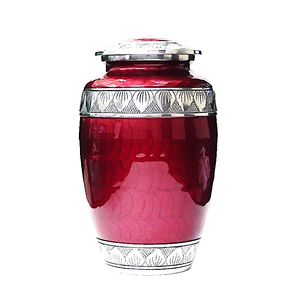 Urnas de cremación de aluminio para adultos con grabado, acabado en estaño y esmalte rosa, urnas metálicas para cenizas humanas. - Product Image 6