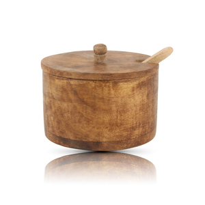 Rustic Wooden Sugar Bowl Spice <b>Jar</b> Trendy New Collection Wooden Sugar And Spice Bowl At Affordable Price - Product Image 4