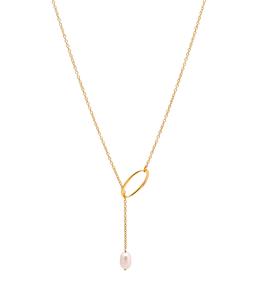 Collier en perles de coquillages naturelles faites à la main, forme ovale, pierres précieuses, or 18 carats, argent sterling 925 - Product Image 1