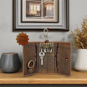 Llavero de Cuero Crazy Horse a Precio de Fábrica, Llavero de Moda para Hombre y Mujer, Tarjetero para Coche, Mini Bolsa - Product Image 1