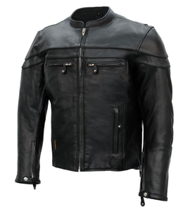 Blouson de motard ventilé en cuir véritable noir pour homme, personnalisé, avec double passepoil, style racer, OEM ODM, grandes tailles, vente en gros - Product Image 3