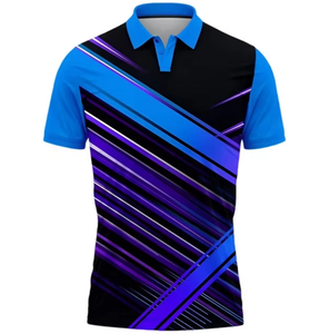 Polo de Manga Corta para Hombre con Estampado Abstracto en Bloques de Color Rosa, Azul y Blanco, de Secado Rápido, Tejido de Poliéster, Corte Casual - Product Image 1