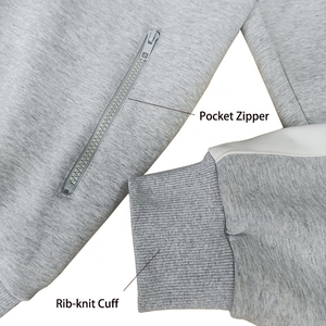 Survêtement gris à capuche pour homme, manches longues, fermeture éclair, poches latérales, coupe classique, vêtements de sport décontractés pour l'automne - Product Image 4