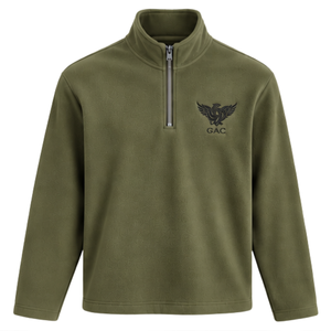 Sudadera de Forro Polar Micro con Media Cremallera, Verde Oliva, Cuello Alto, Texturizada, con Logotipo Bordado Personalizado, Venta al por Mayor para Hombre - Product Image 1