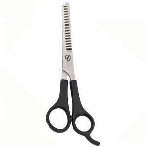 Ciseaux de barbier japonais en acier inoxydable doré à lame affûtée avec manche en plastique noir pour coiffeur professionnel et salon de coiffure - Product Image 6
