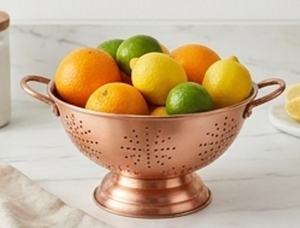 Elegant Enamel Copper Plated Metal <b>Colander</b> Customized Stainless Steel Strainer For Countertop Storage And Kitchen Use - Product Image 2