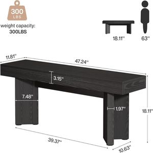 Farmhouse Style Kitchen <b>Table</b> Bench <b>Dining</b> Room Furniture <b>Stool</b> Only - Product Image 5