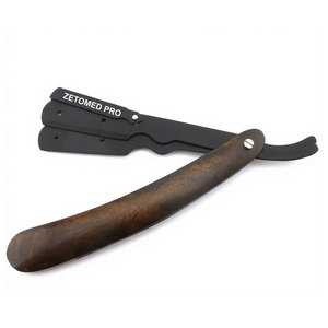 Navaja de afeitar tradicional con mango de madera oscura de primera calidad - Product Image 4