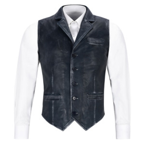 Trendy 2026 Vintage Waxed Soft Napa Leather Men's Vest Formal Business Waistcoat OEM ODM Factory Direct Wholesale Supplier - Product Image 4