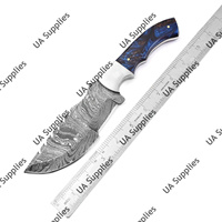 Couteau de survie et de chasse à lame fixe en acier Damas fait main, manche en bois Pakka, robuste, avec étui, pour le camping, le traçage, DIY, OEM