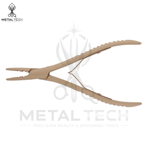 Pince à dépose d'extensions capillaires en acier inoxydable revêtu beige mat, multi-trous, ouvre-anneaux micro-link, outil de déchirure de liens - Product Image 5