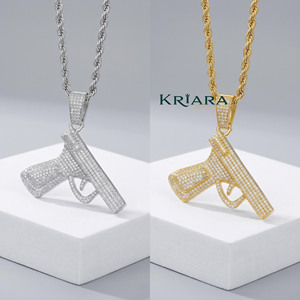 Pendentif pistolet style hip-hop en argent 925 rhodié et plaqué or 18 carats avec moissanite, bijoux pour homme, cadeau d'anniversaire - Product Image 1