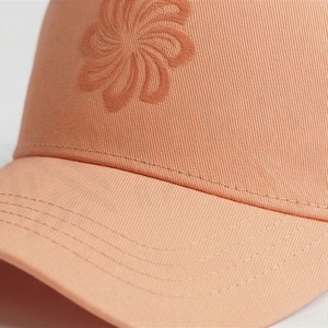 <b>Peach</b> Trucker Cap with Embossed Floral Design Adjustable Mesh Hat for Adults Casual Spring Summer Wear - Product Image 4