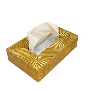 Porte-serviettes et boîte à mouchoirs en bois doré moderne, design rectangulaire, organisateur de bureau multifonctionnel pour salle de bain, maison, bureau - Product Image 5