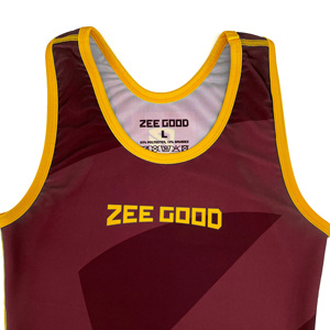 Custom Sublimation Spandex Polyester Wrestling <b>Singlet</b> with Automated Cutting Lightweight Compression Sportswear - Product Image 3