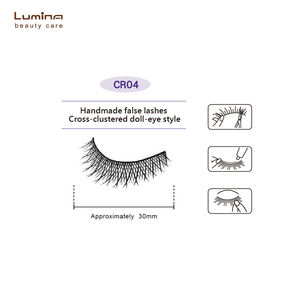 10 Pares de Pestañas Postizas Hechas a Mano CR04-Cotton/Nylon/Fibra Sintética Autoadhesivas Reutilizables con Efecto 3D para Ojos Grandes - Product Image 2