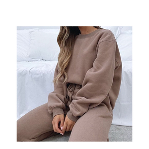 Tracksuits Women <b>Oversized</b> Thick 100% Cotton Two Piece Set Custom Logo <b>Sweatpants</b> and Hoodie Wholesale Rate With Customization - Product Image 3