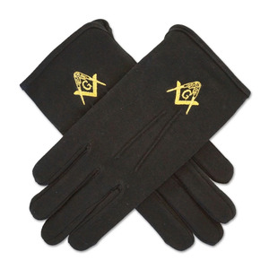 Gants en coton maçonniques noirs avec emblème doré, longueur poignet, chauds, décontractés, pour l'hiver - Product Image 1