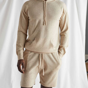 Conjunto de pantalones cortos y sudadera con capucha para hombre, diseño moderno, lavado ácido, talla grande, 100% algodón, forro polar transpirable, conjunto deportivo para hombre - Product Image 5