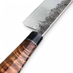 Herramienta de cocina y procesamiento de alimentos de acero al carbono forjado de primera calidad con mango de madera Burl. - Product Image 2