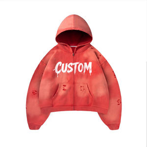 Sudadera con capucha lisa al por mayor, sudadera con capucha de algodón con cremallera, sudadera con capucha oversize para ropa urbana, pedido a granel - Product Image 2