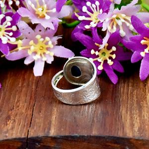 Bague ajustable en argent sterling 925 avec pierre précieuse turquoise bleue naturelle, gravée, bijou artisanal de haute qualité - Product Image 5