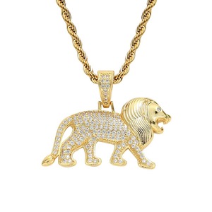 Collar de León con Diamantes Microincrustados, Chapado en Oro, Estilo Hip Hop, Joyería Animal, para Hombre - Product Image 5