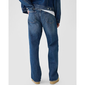 Jean en denim ample pour homme – Pantalon décontracté à jambe large, taille mi-haute, style streetwear décontracté - Product Image 3