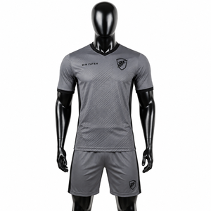 Ensemble d'uniformes de football unisexe BIN FATEH gris et noir, imprimé numérique, polyester respirant, taille adulte, meilleure qualité OEM, marque personnalisée - Product Image 1