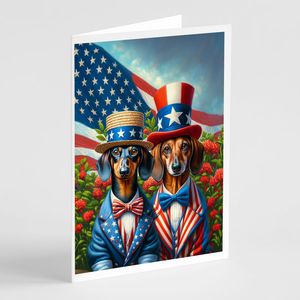 All American Dachshund Whimsical A7 Carte de vœux Pack 8 Cartes de note vierges avec enveloppes Taille 5x7 - Product Image 1