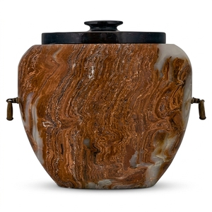 European Style Red Onyx Cremation Urn with Handles Adult Use Custom Logo Design Made Marble OEM ODM - Product Image 1