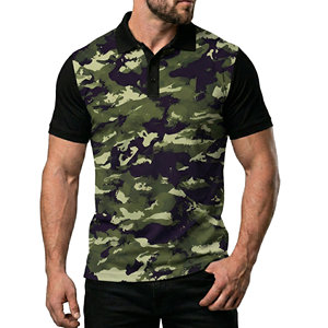 Camisetas Polo de Camuflaje con Logotipo Personalizado OEM, MOQ Bajo, para Hombre, Diseño Bicolor, Estampado Táctico, Camisetas Polo de Primera Calidad al Por Mayor para Hombre - Product Image 1
