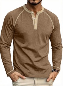 Camiseta de Algodón de Lujo para Hombre, Tela Suave Premium, Corte Ajustado, Cuello Redondo, Estilo Urbano Minimalista, Manga Larga, Casual, Ecológica, 220g - Product Image 2